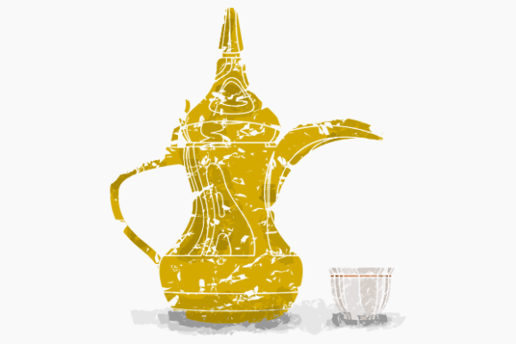Brush Strokes Dallah Pot and Finjan Cup Design