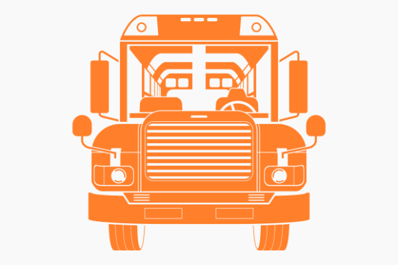 Elevating Educational Branding with the Flat Monochrome Front View School Bus
