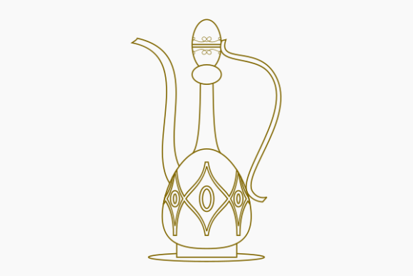 Mastering the Outline Style Patterned Arab Coffee Jug for Authentic Cultural Design