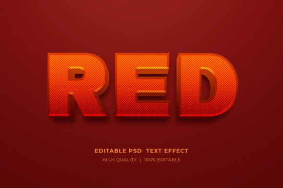 Red Editable 3D Text Style Effect