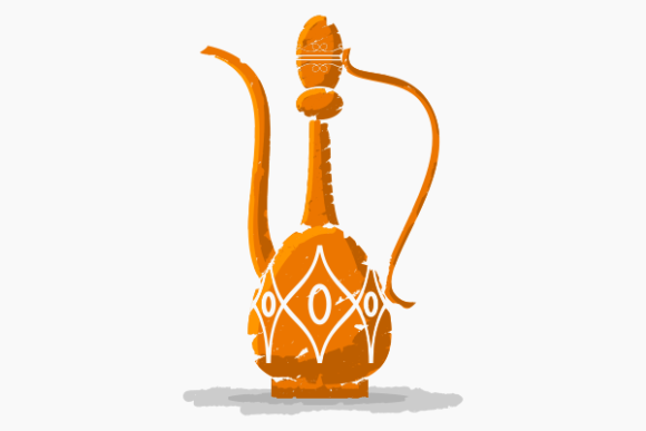 Revitalizing Middle Eastern Heritage with Brush Strokes Patterned Arab Coffee Jug Illustrations