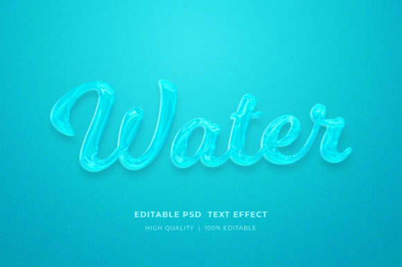 Water Editable 3D Text Style Effect for Pro Designs